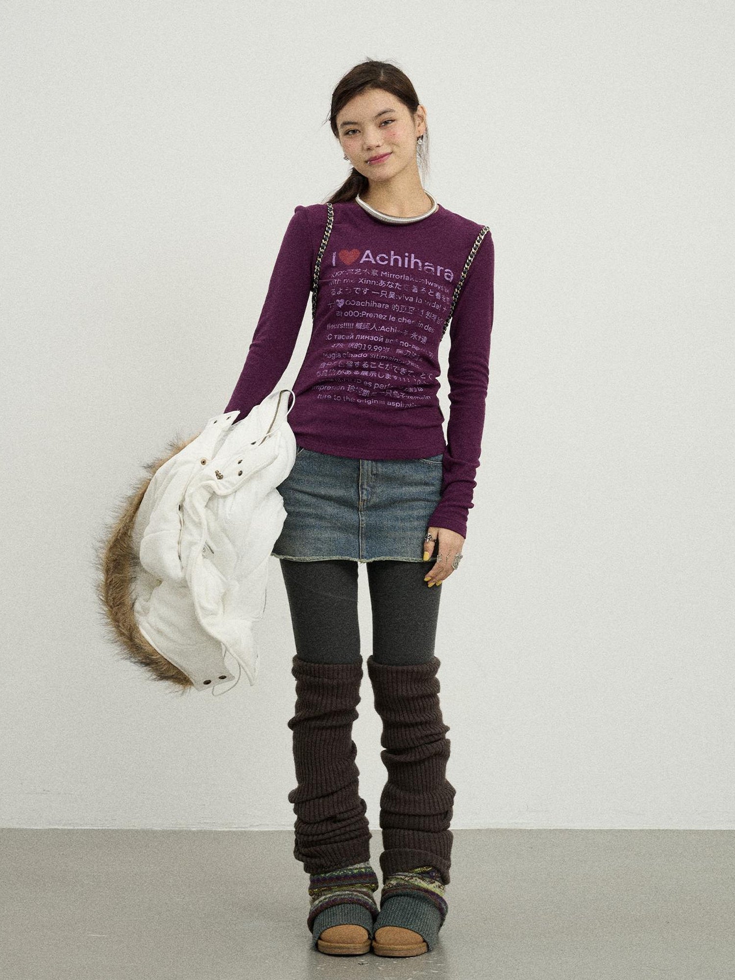 Achihara Spring Idiom Print Long Sleeve Tee