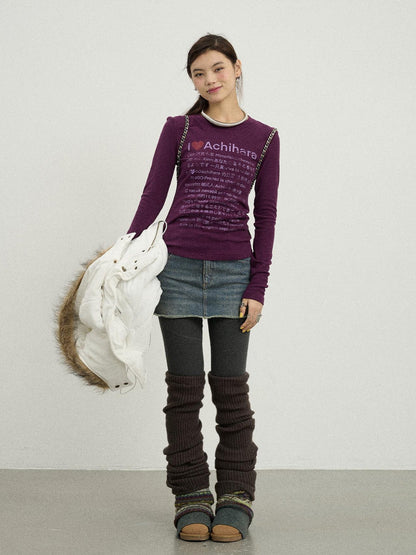 Achihara Spring Idiom Print Long Sleeve Tee