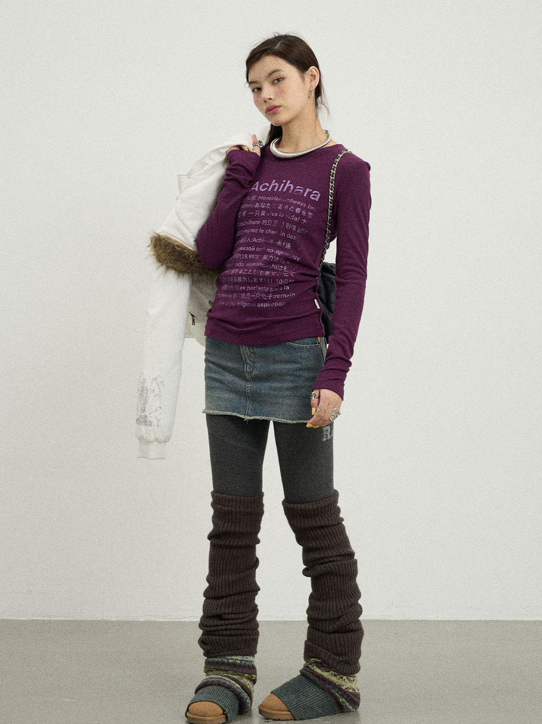 Achihara Spring Idiom Print Long Sleeve Tee