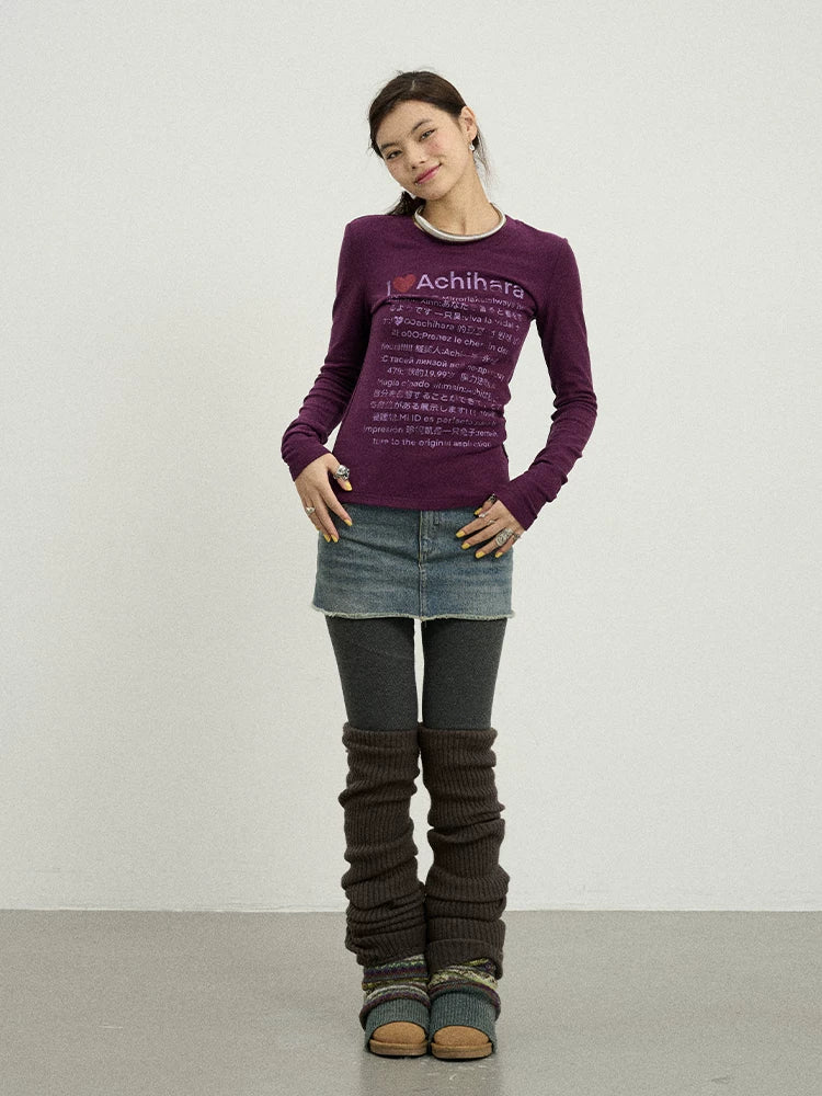 Achihara Spring Idiom Print Long Sleeve Tee-4