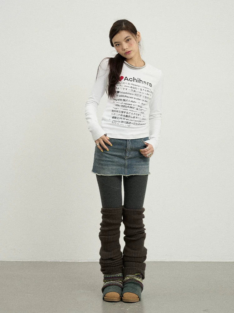 Achihara Spring Idiom Print Long Sleeve Tee-5