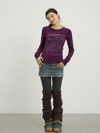 Achihara Spring Idiom Print Long Sleeve Tee