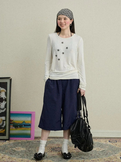 Starry Sunscreen Print Knit Tee