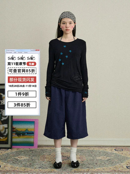 Achihara Starry Sunscreen Print Knit Tee-2