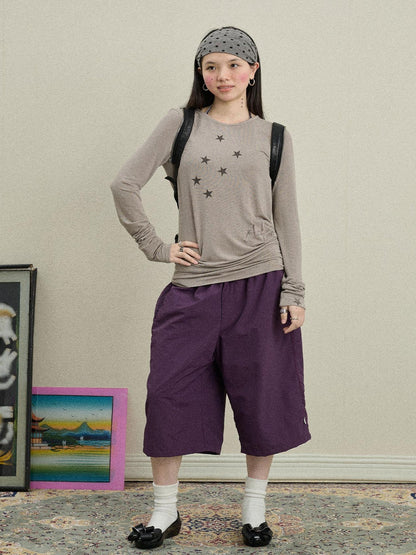 Achihara Starry Sunscreen Print Knit Tee