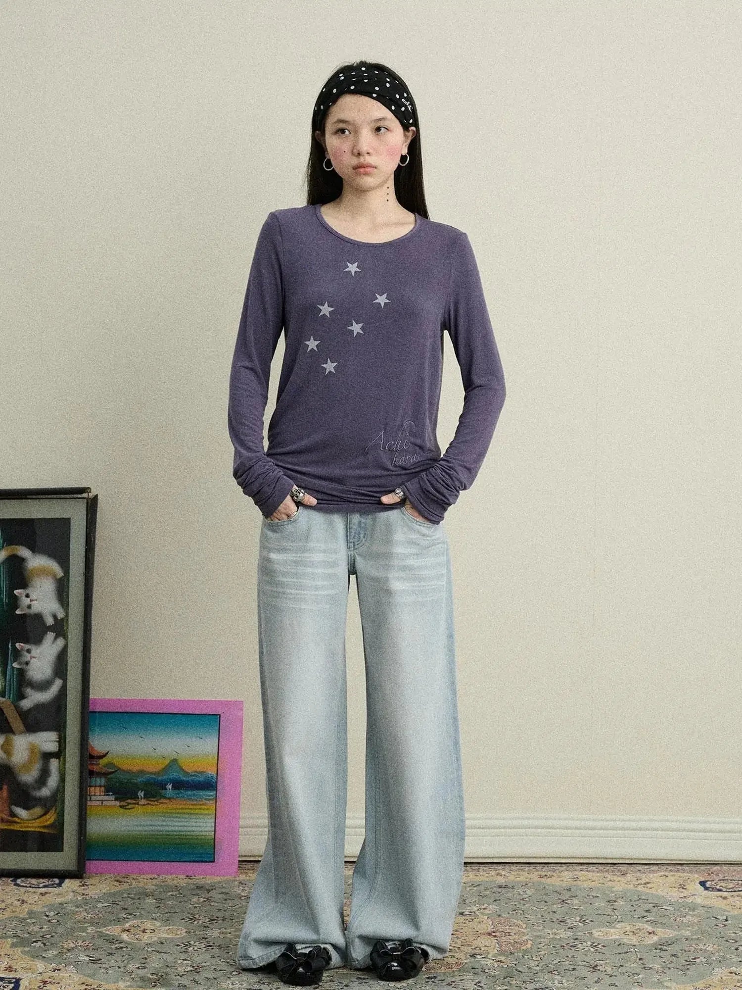 Starry Sunscreen Print Knit Tee