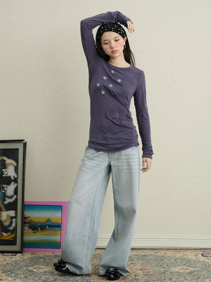 Achihara Starry Sunscreen Print Knit Tee