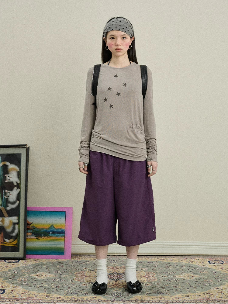 Achihara Starry Sunscreen Print Knit Tee-3