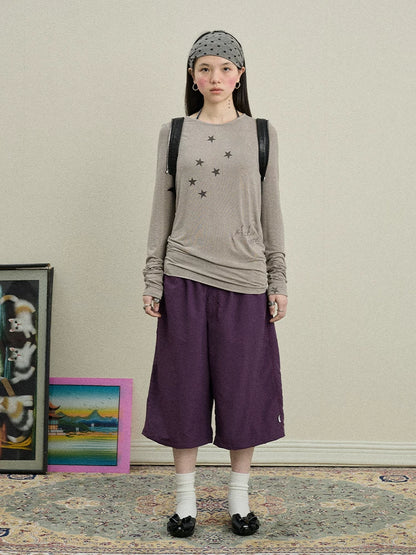 Achihara Starry Sunscreen Print Knit Tee-3