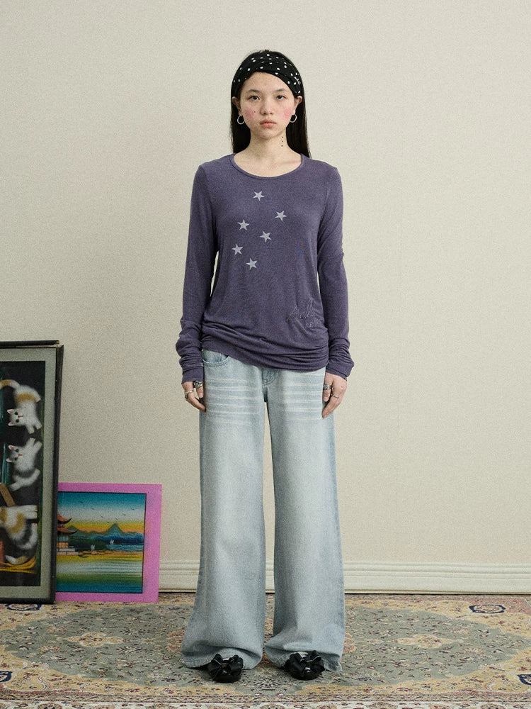 Achihara Starry Sunscreen Print Knit Tee-4