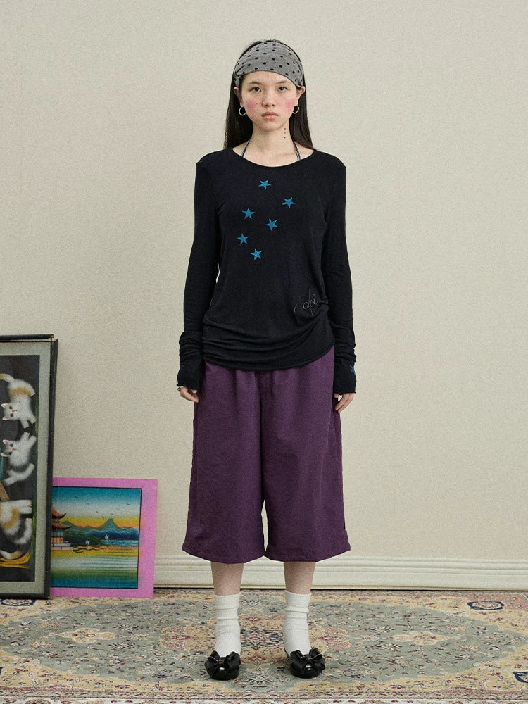 Achihara Starry Sunscreen Print Knit Tee-5