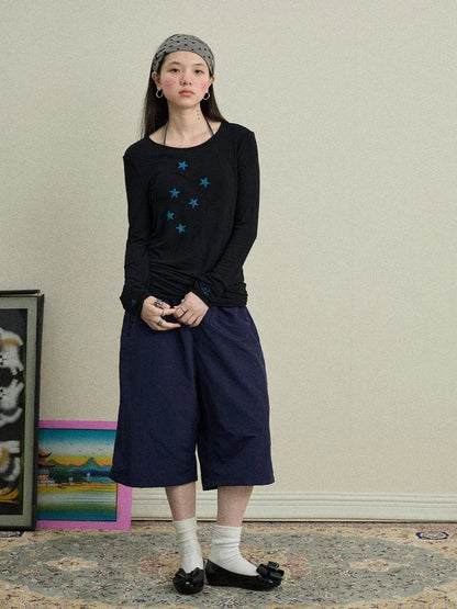 Starry Sunscreen Print Knit Tee