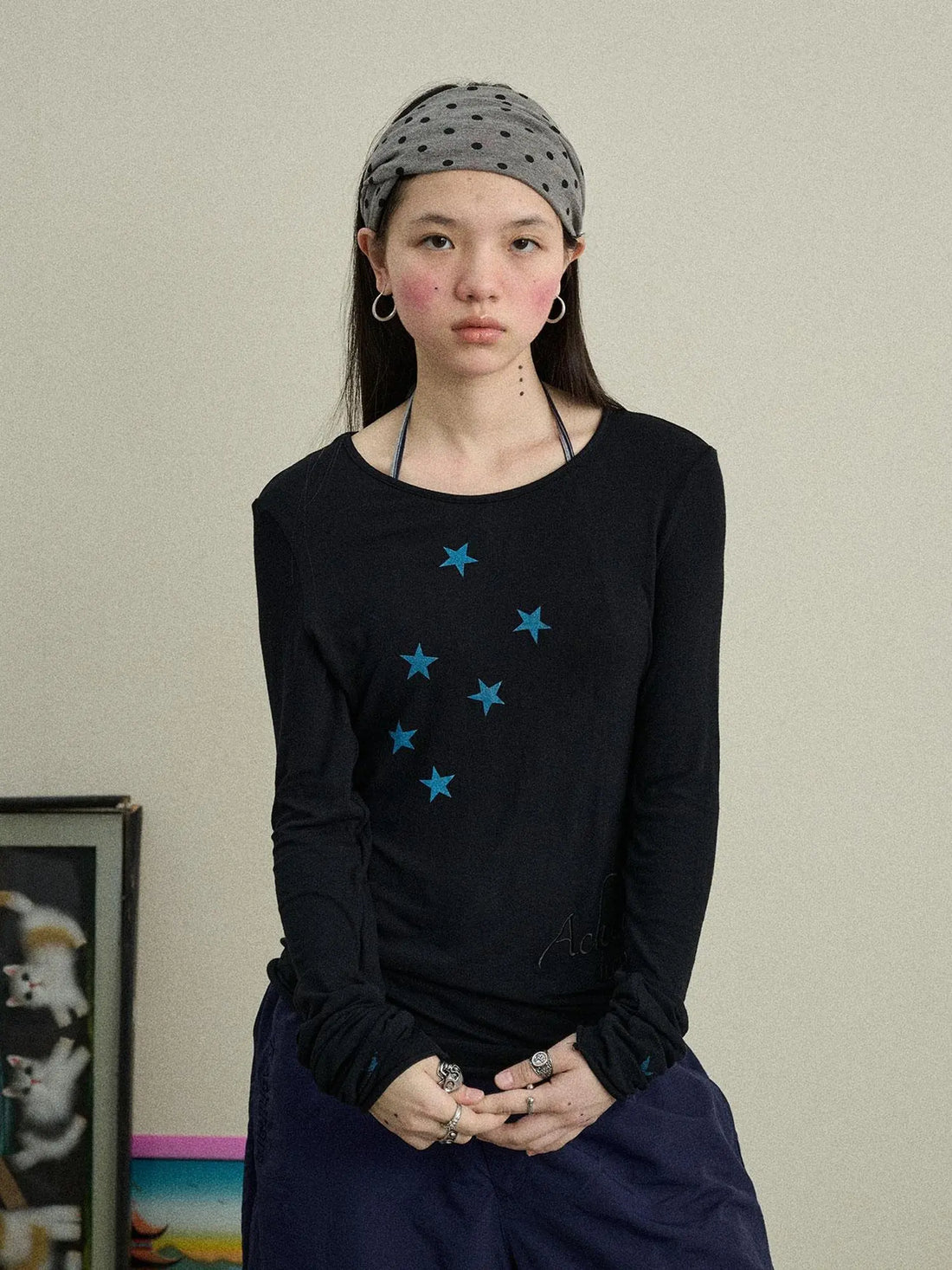 Starry Sunscreen Print Knit Tee