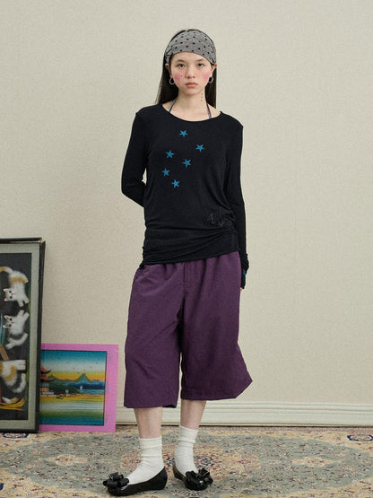 Achihara Starry Sunscreen Print Knit Tee