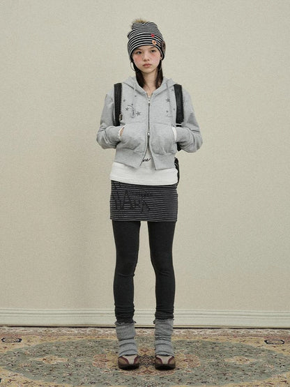 Stars Cropped Hoodie Women Short Top 2025 New Spring Autumn Jacket