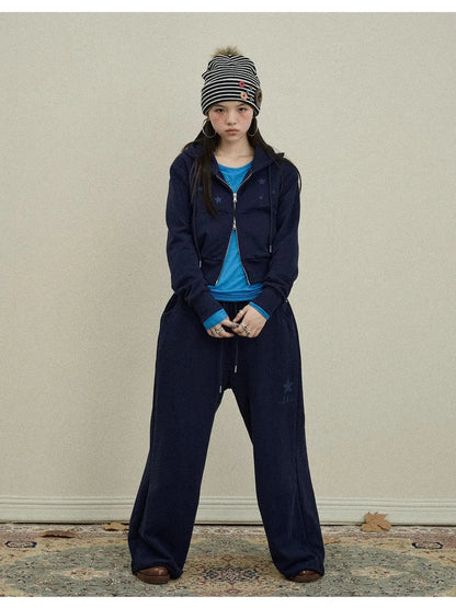 Stars Cropped Hoodie Women Short Top 2025 New Spring Autumn Jacket