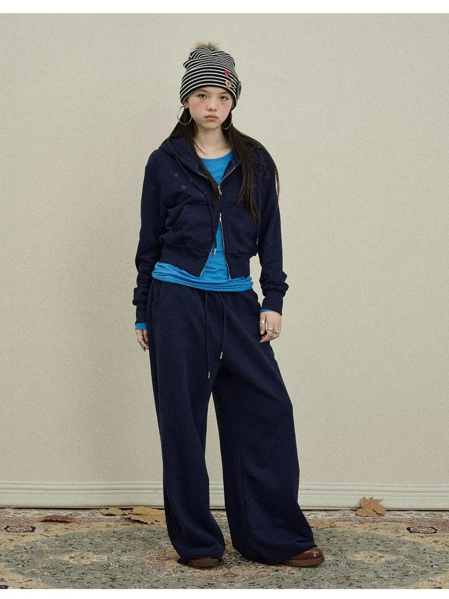 Stars Cropped Hoodie Women Short Top 2025 New Spring Autumn Jacket