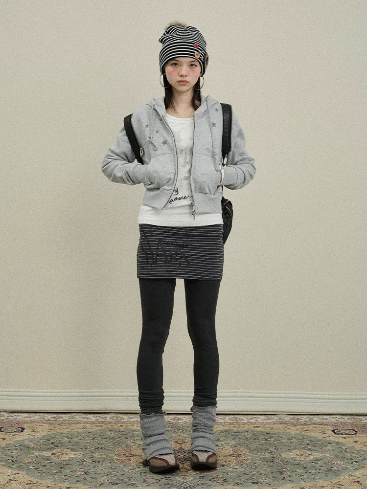 Achihara Stars Cropped Hoodie Women Short Top New Hoodies-1