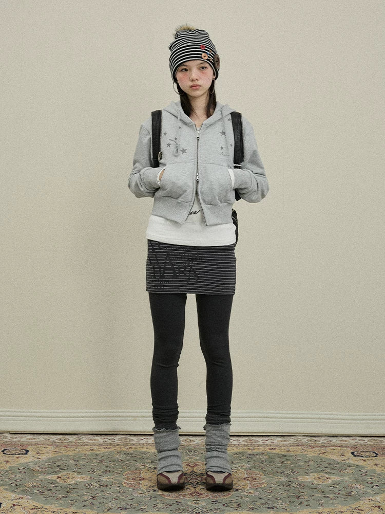 Achihara Stars Cropped Hoodie Women Short Top New Hoodies-3