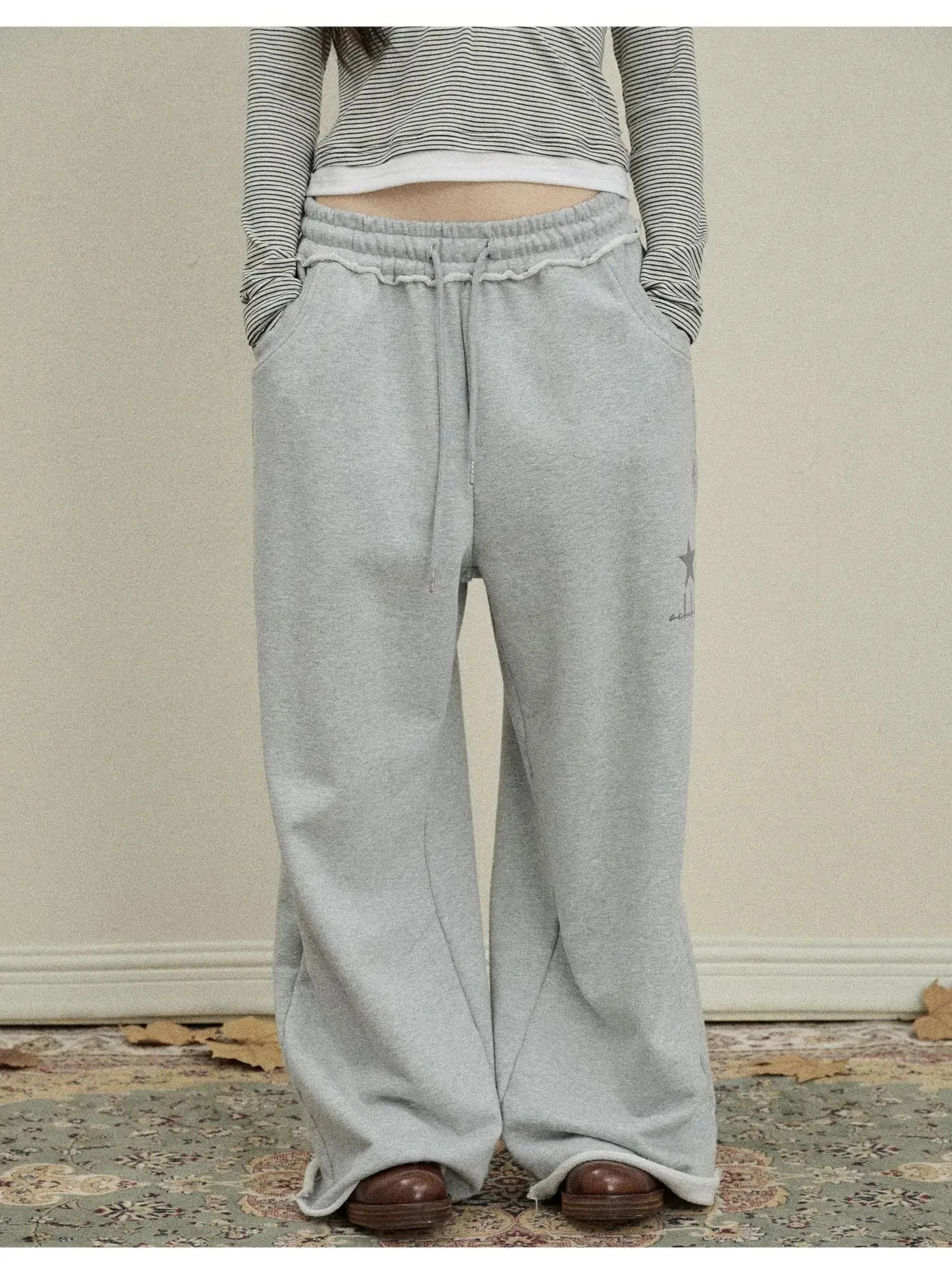 Stars Wide Leg Pants For Women Loose Fit Casual Trousers