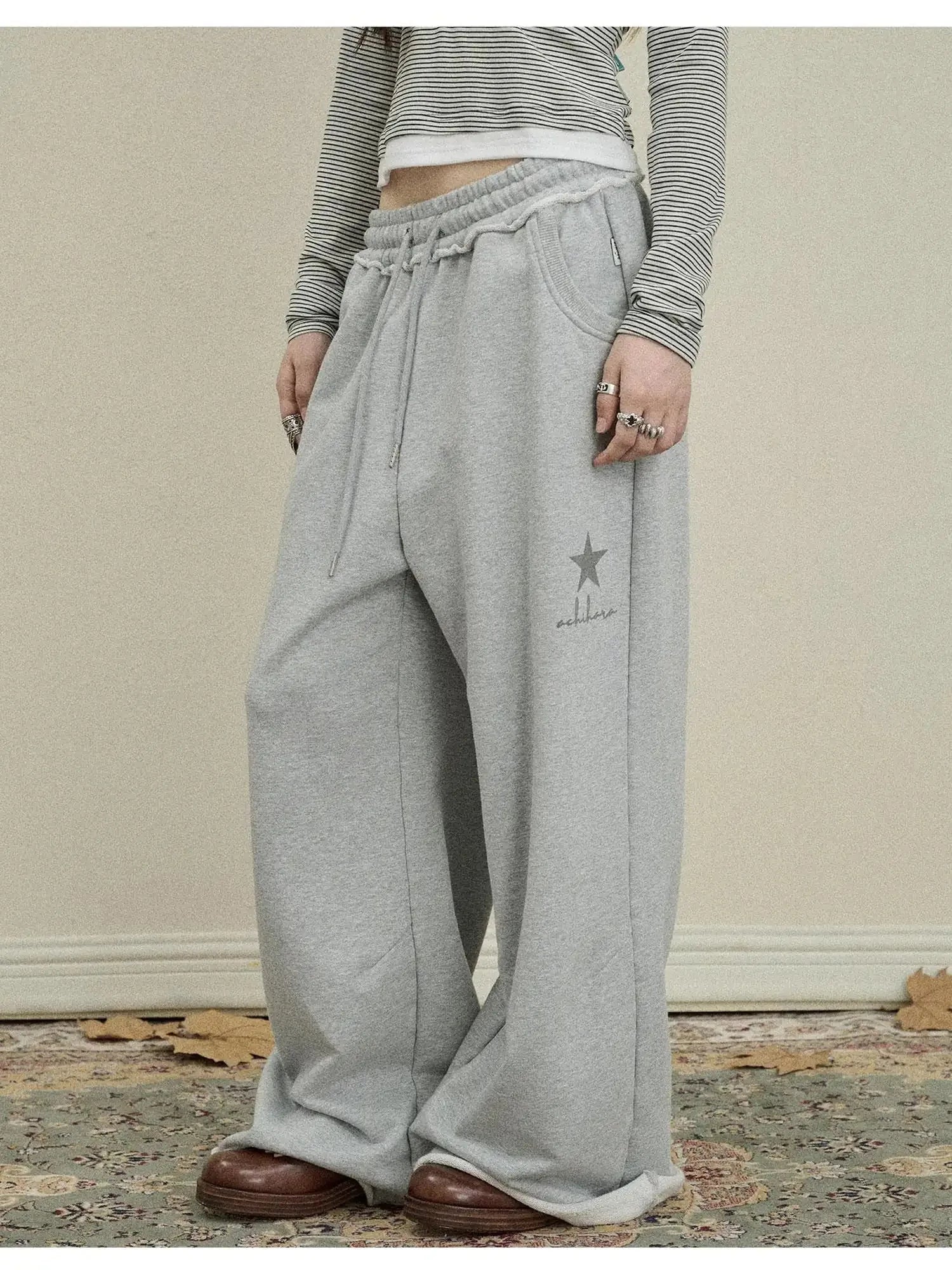 Stars Wide Leg Pants For Women Loose Fit Casual Trousers