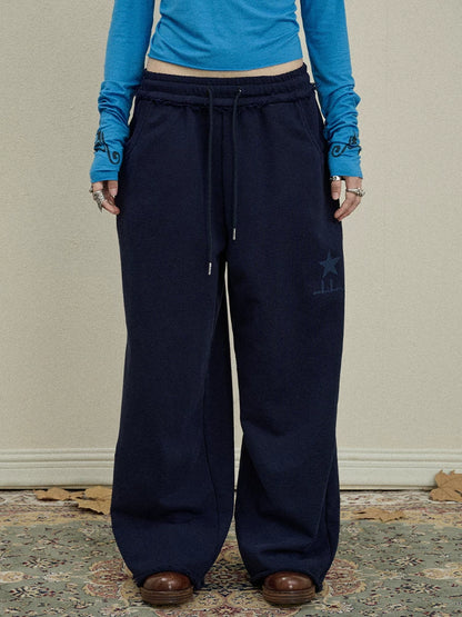 Achihara Stars Wide Leg Pants For Women Loose Fit Casual Trousers-2