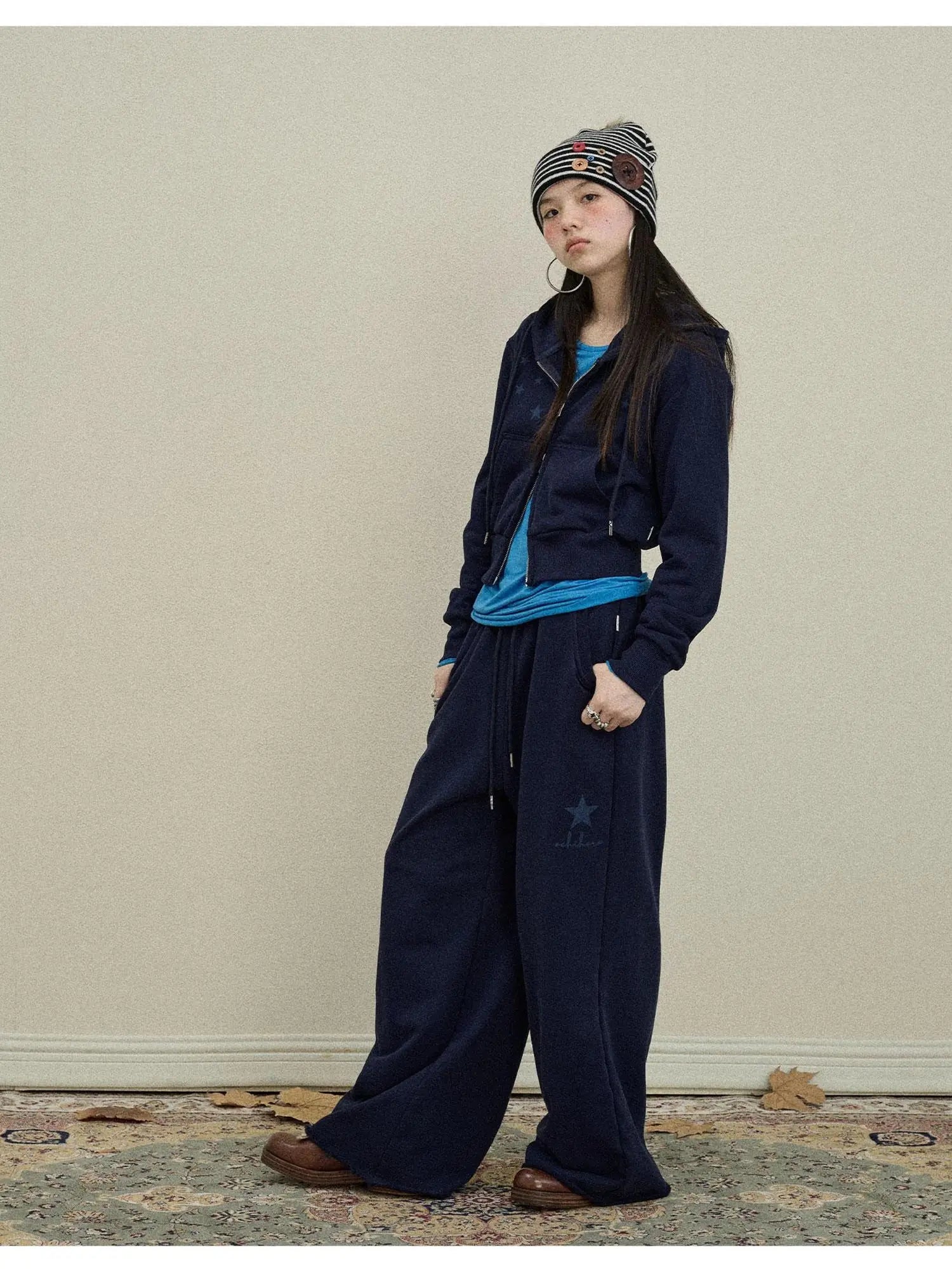 Stars Wide Leg Pants For Women Loose Fit Casual Trousers