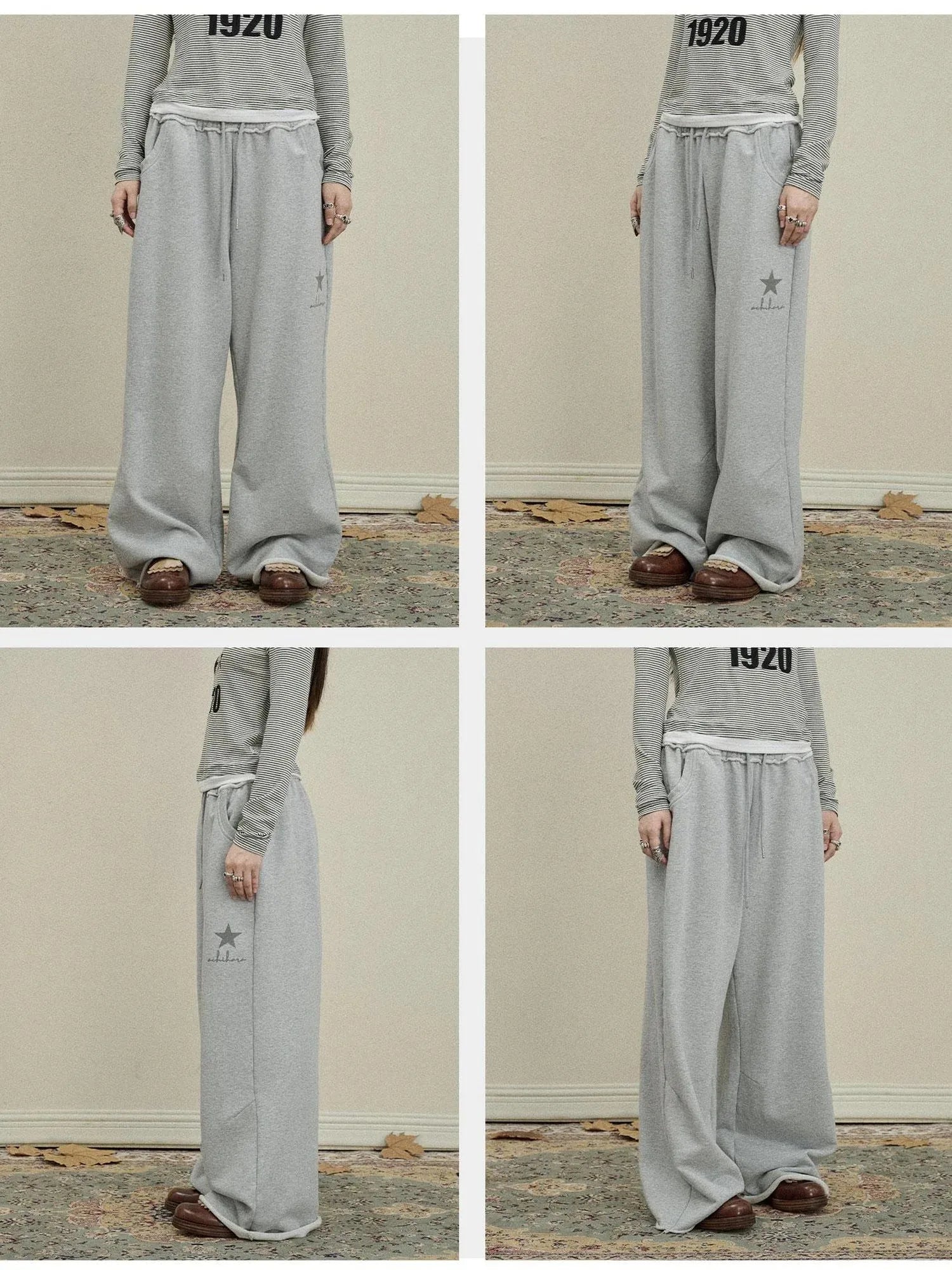 Stars Wide Leg Pants For Women Loose Fit Casual Trousers