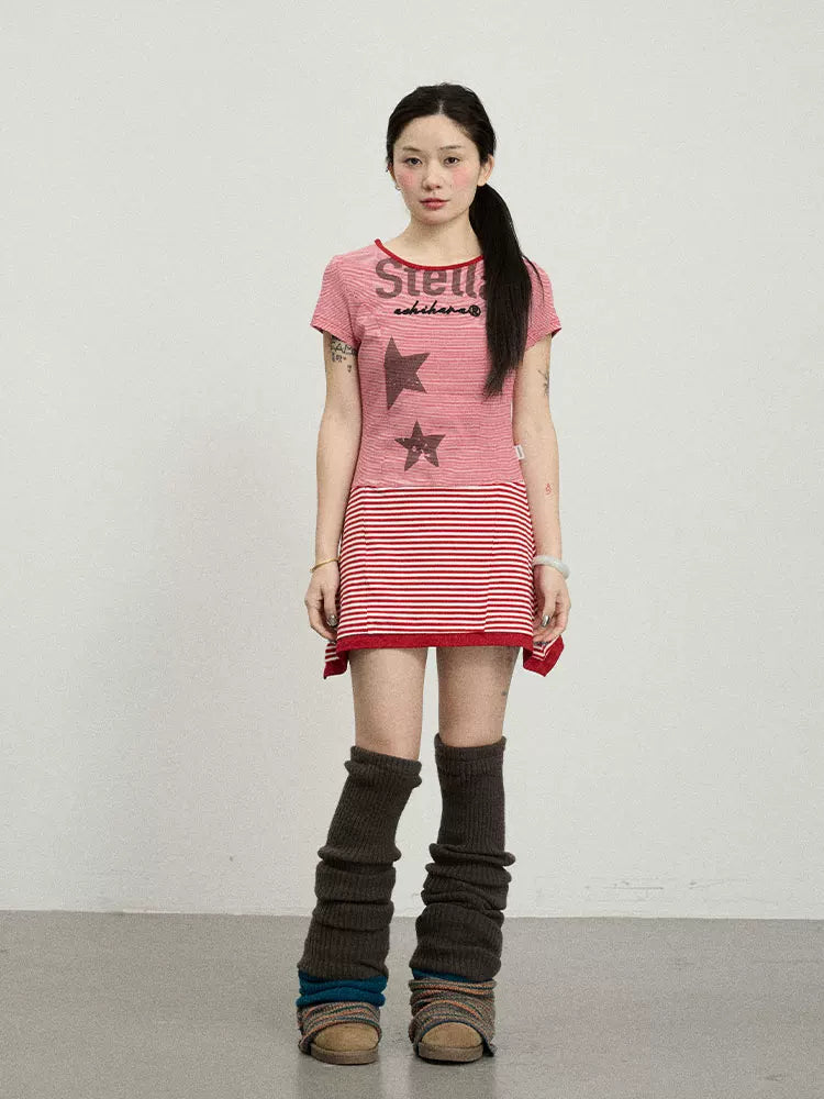 Achihara Stella Stolen Romance Short Sleeve Striped Dress-1