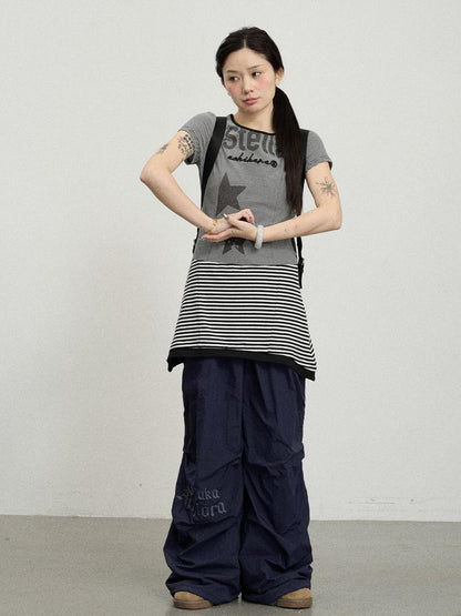 Achihara Stella Stolen Romance Short Sleeve Striped Dress