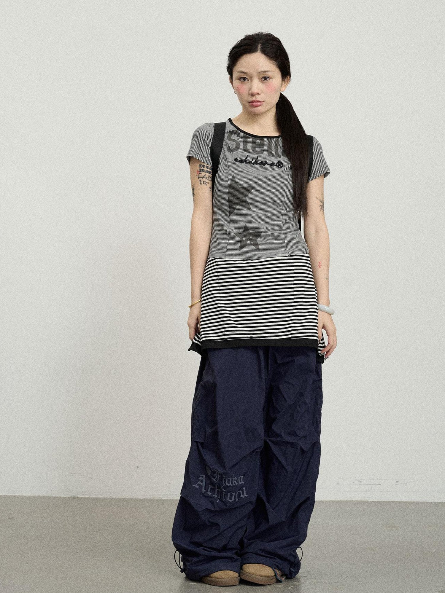 Achihara Stella Stolen Romance Short Sleeve Striped Dress