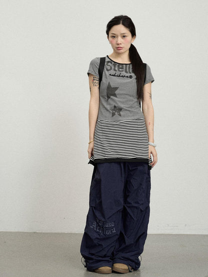 Achihara Stella Stolen Romance Short Sleeve Striped Dress