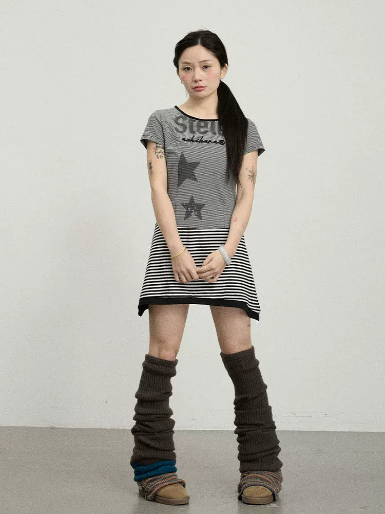 Achihara Stella Stolen Romance Short Sleeve Striped Dress-3