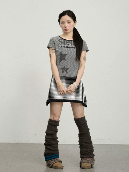Achihara Stella Stolen Romance Short Sleeve Striped Dress-3