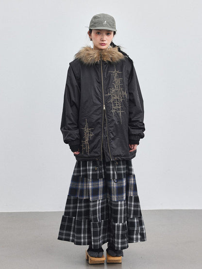 Achihara Stellar Quilted Nylon Parka With Fur Trim
