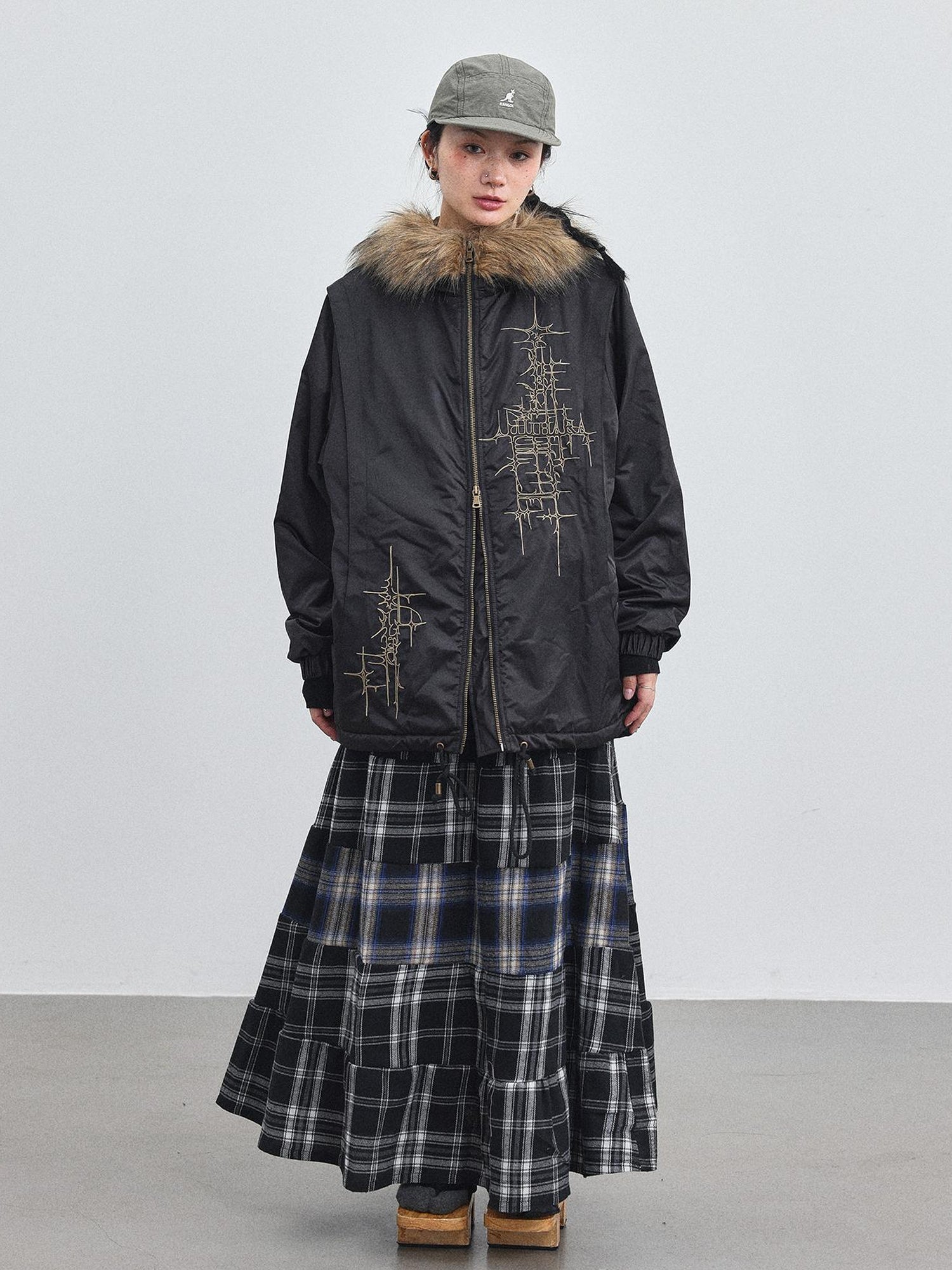 Achihara Stellar Quilted Nylon Parka With Fur Trim