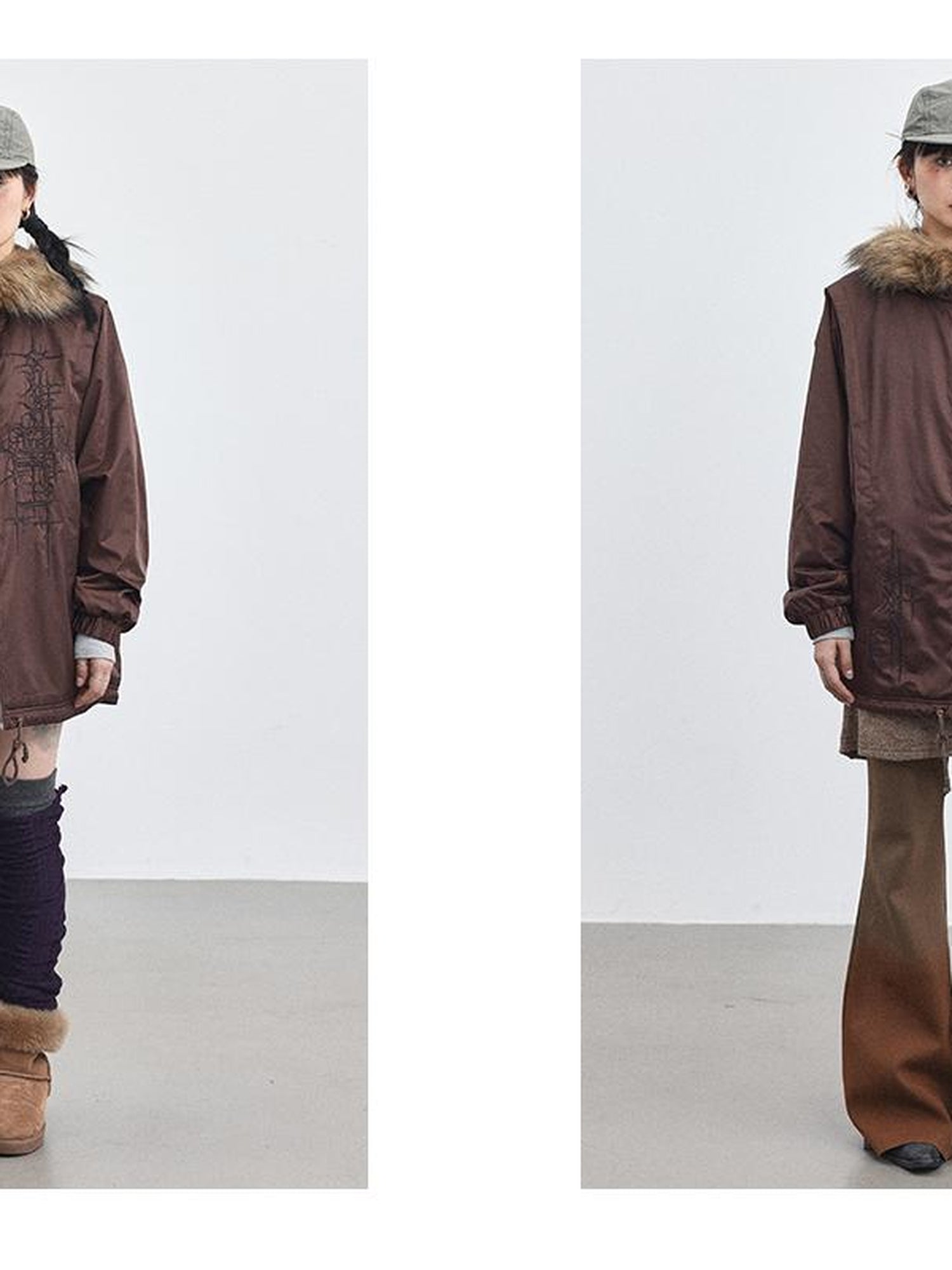 Achihara Stellar Quilted Nylon Parka With Fur Trim