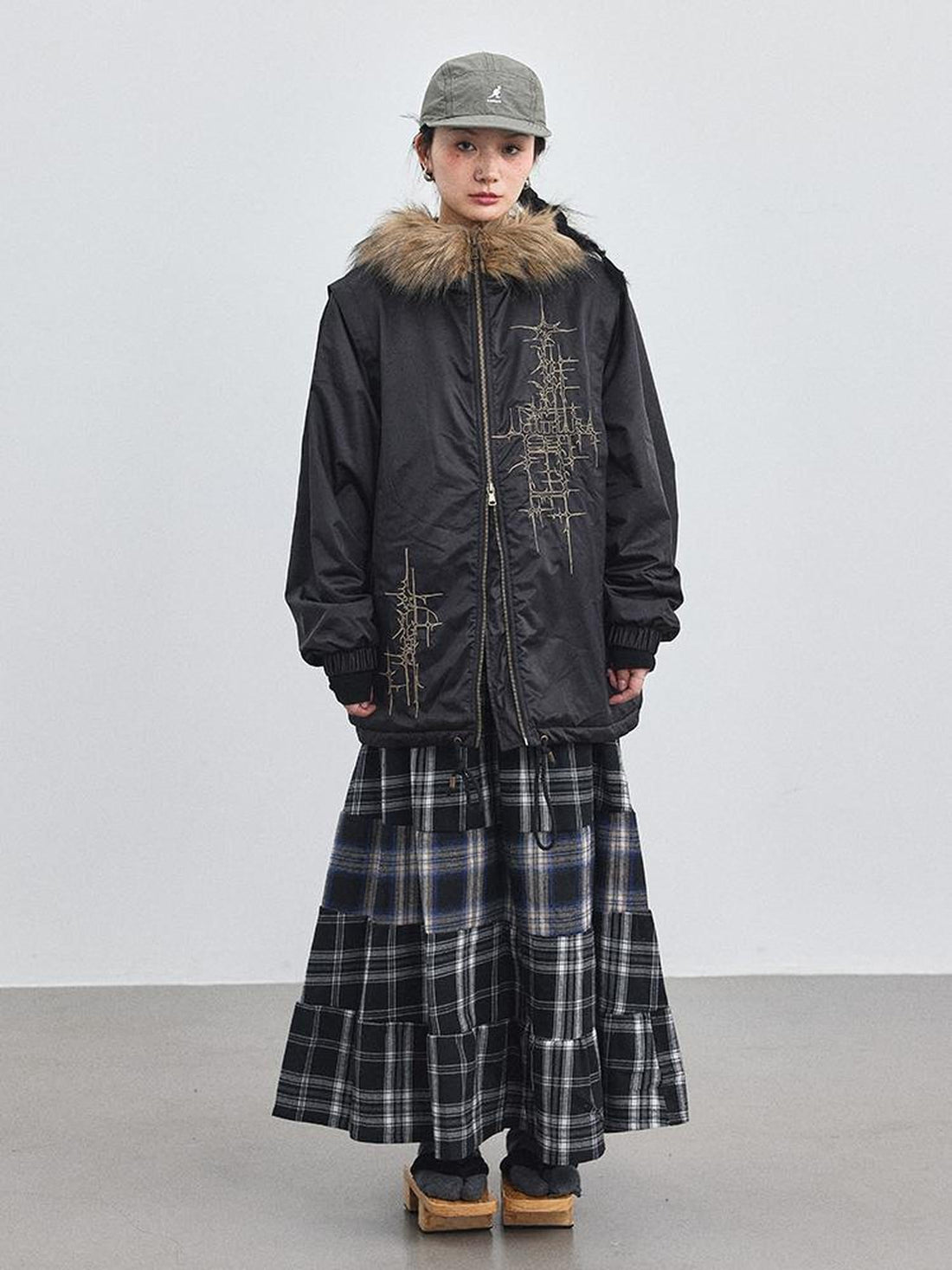 Achihara Stellar Quilted Nylon Parka With Fur Trim