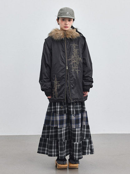 Achihara Stellar Quilted Nylon Parka With Fur Trim