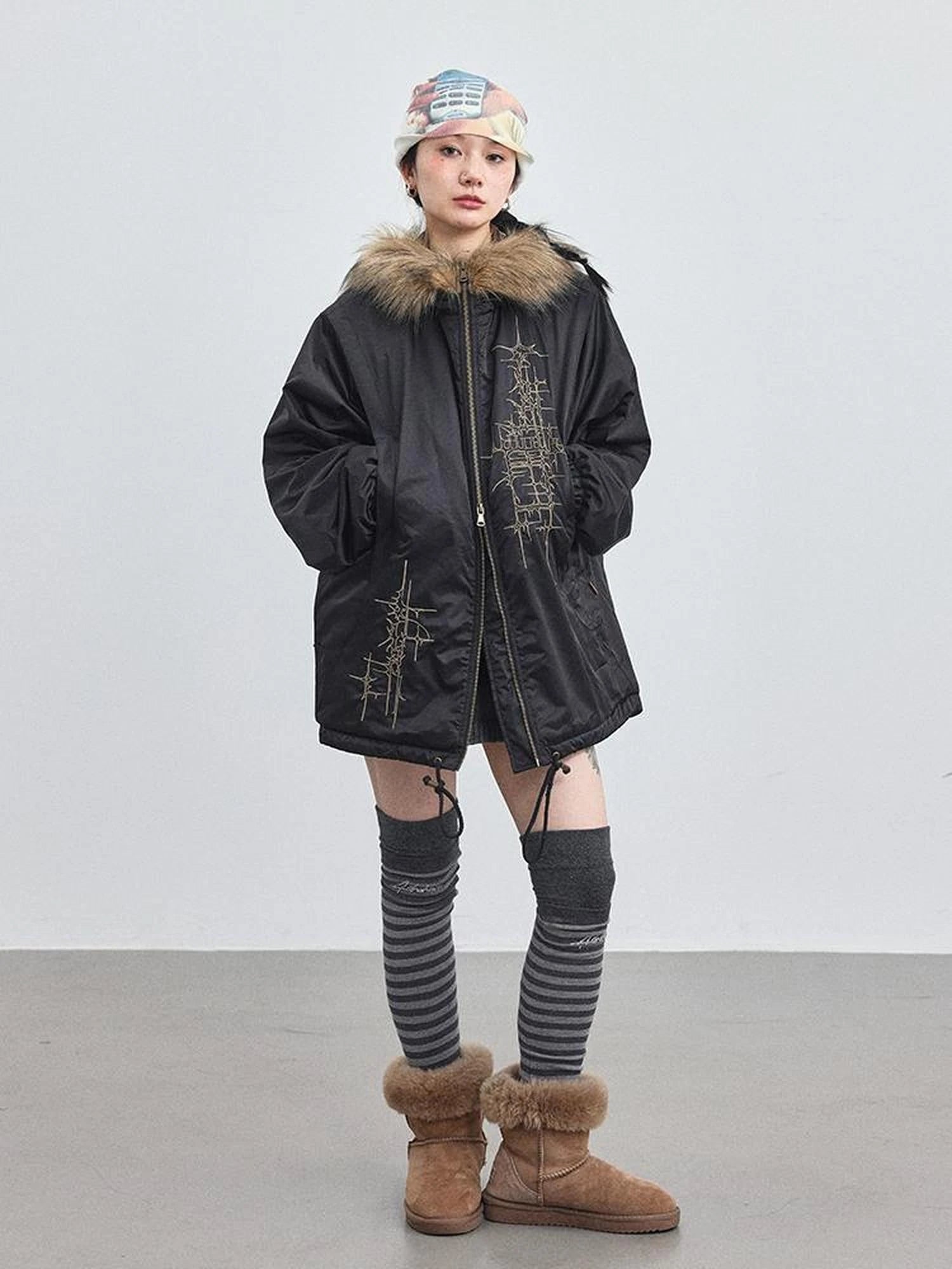 Stellar Quilted Nylon Parka With Fur Trim