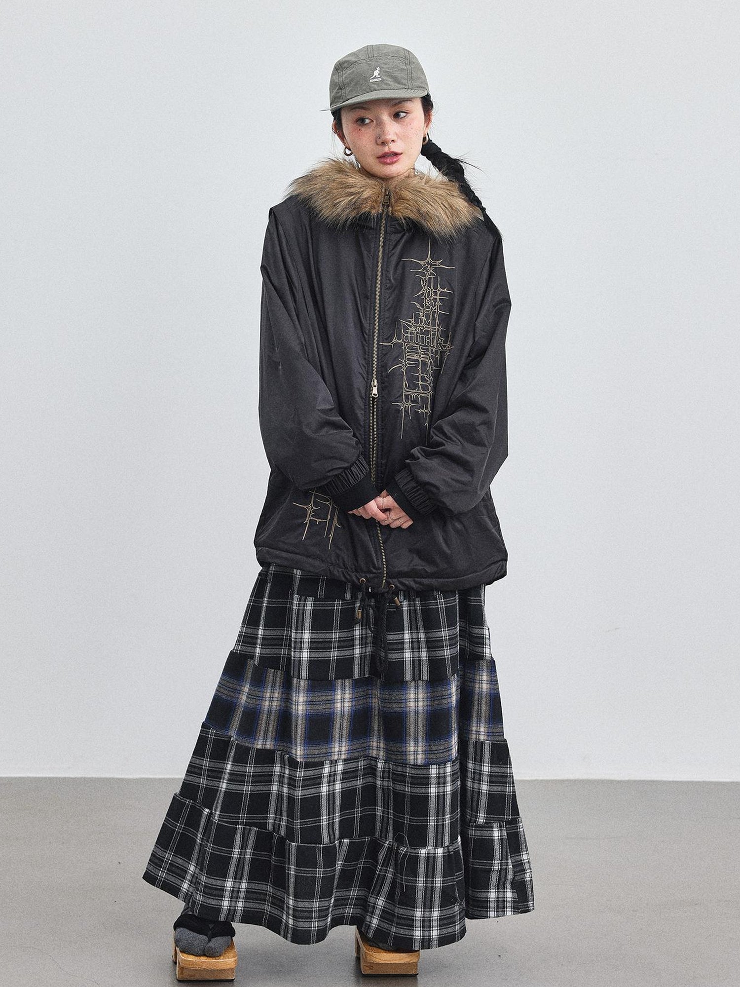 Achihara Stellar Quilted Nylon Parka With Fur Trim