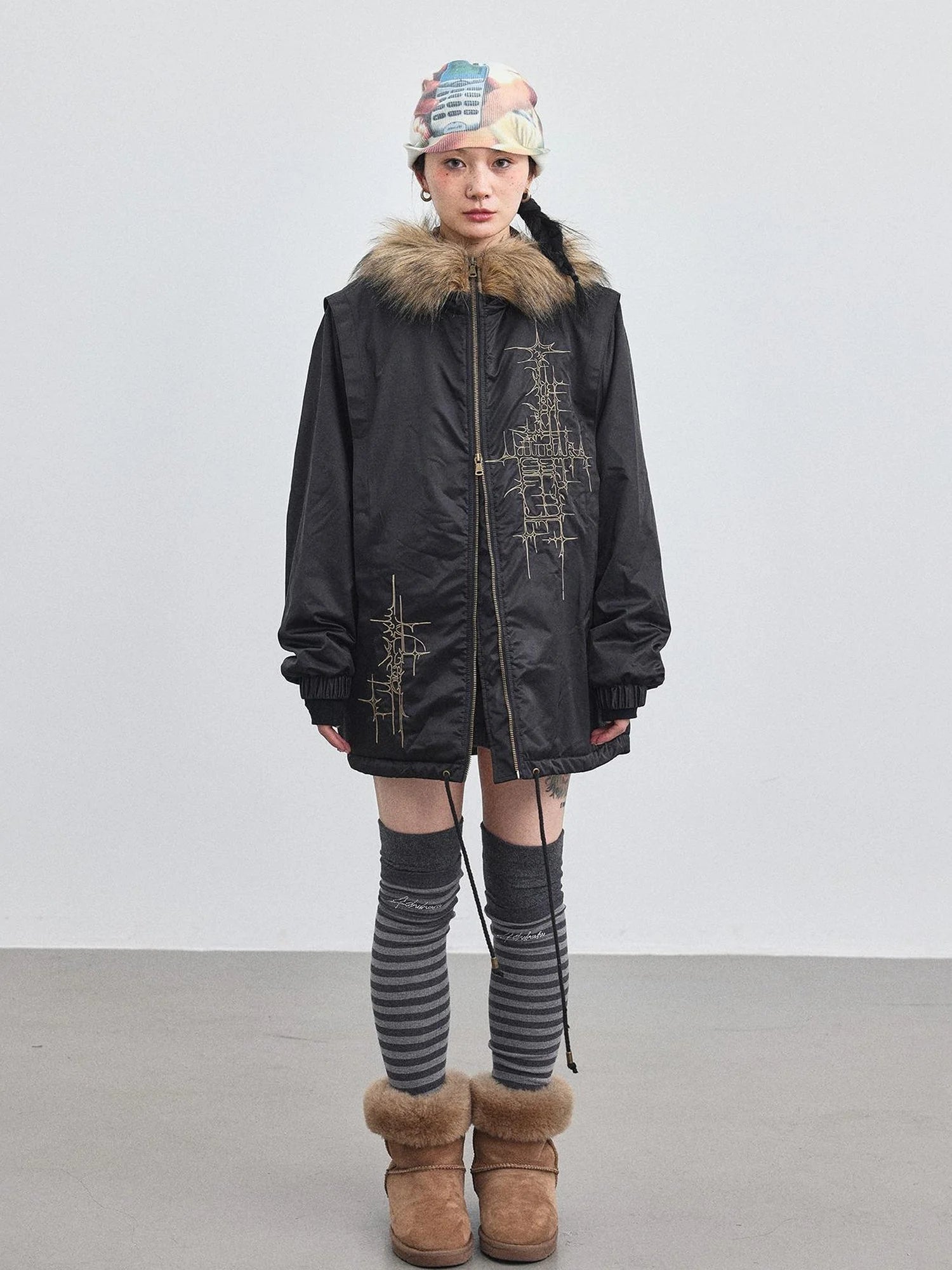 Stellar Quilted Nylon Parka With Fur Trim