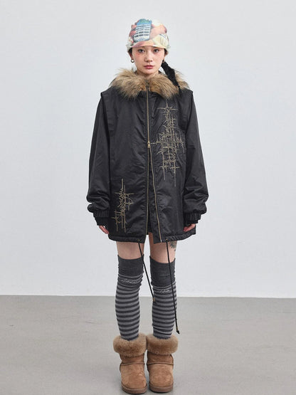 Stellar Quilted Nylon Parka With Fur Trim