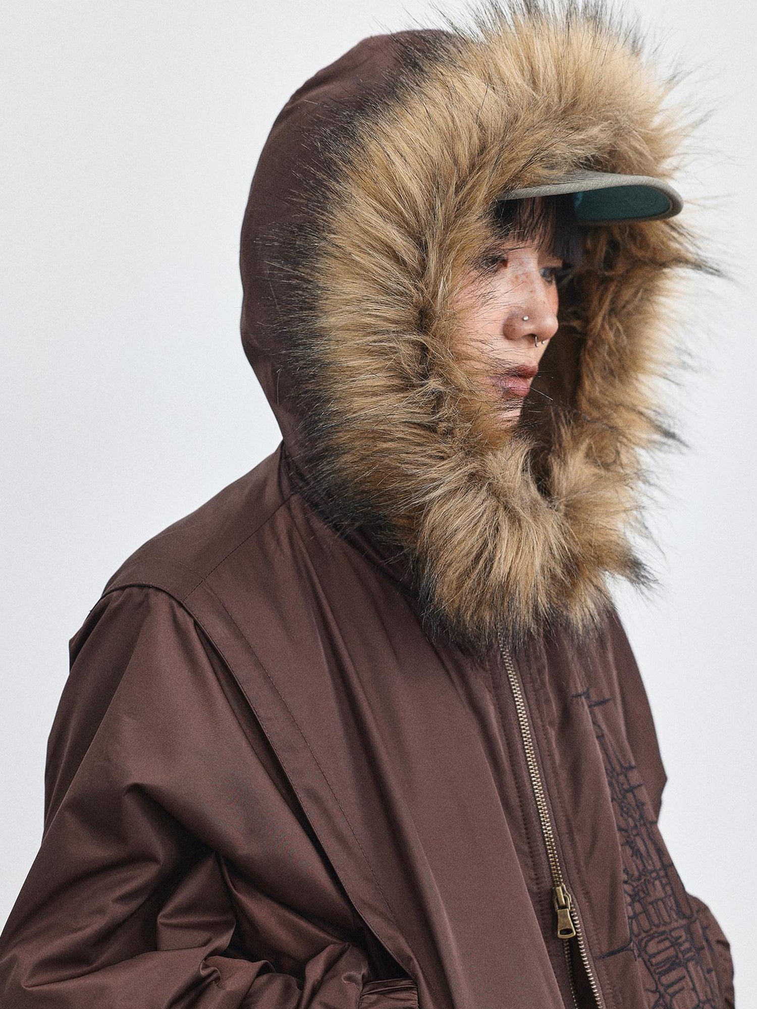 Achihara Stellar Quilted Nylon Parka With Fur Trim