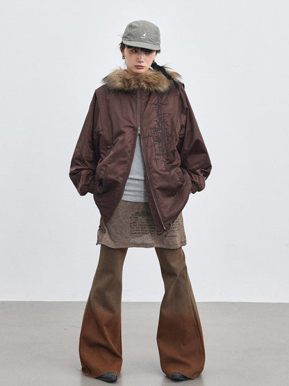 Achihara Stellar Quilted Nylon Parka With Fur Trim