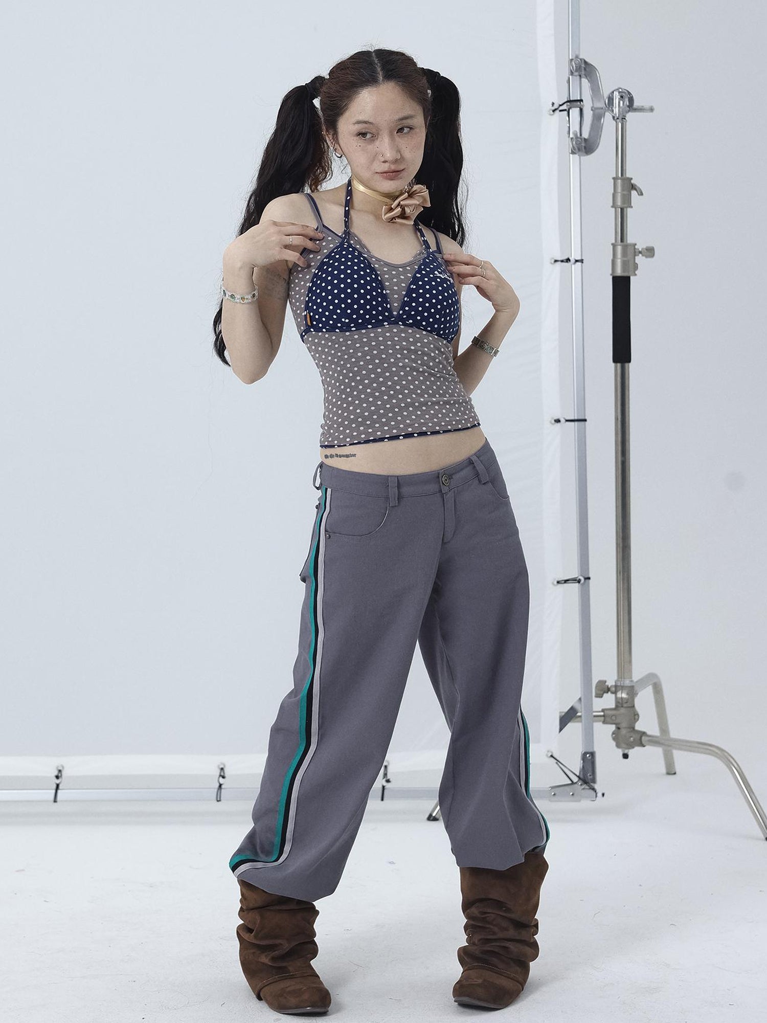 Achihara Strappy Dot Bustier Top For Summer