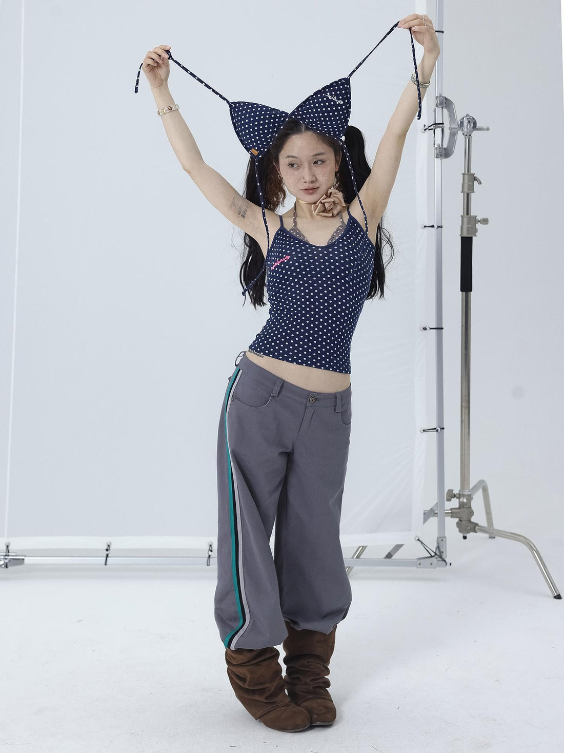 Achihara Strappy Dot Bustier Top For Summer