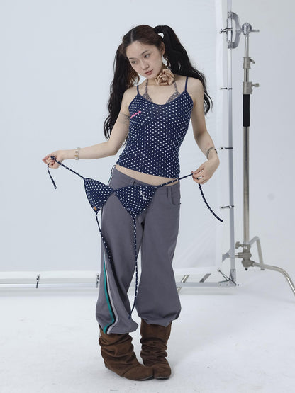 Achihara Strappy Dot Bustier Top For Summer