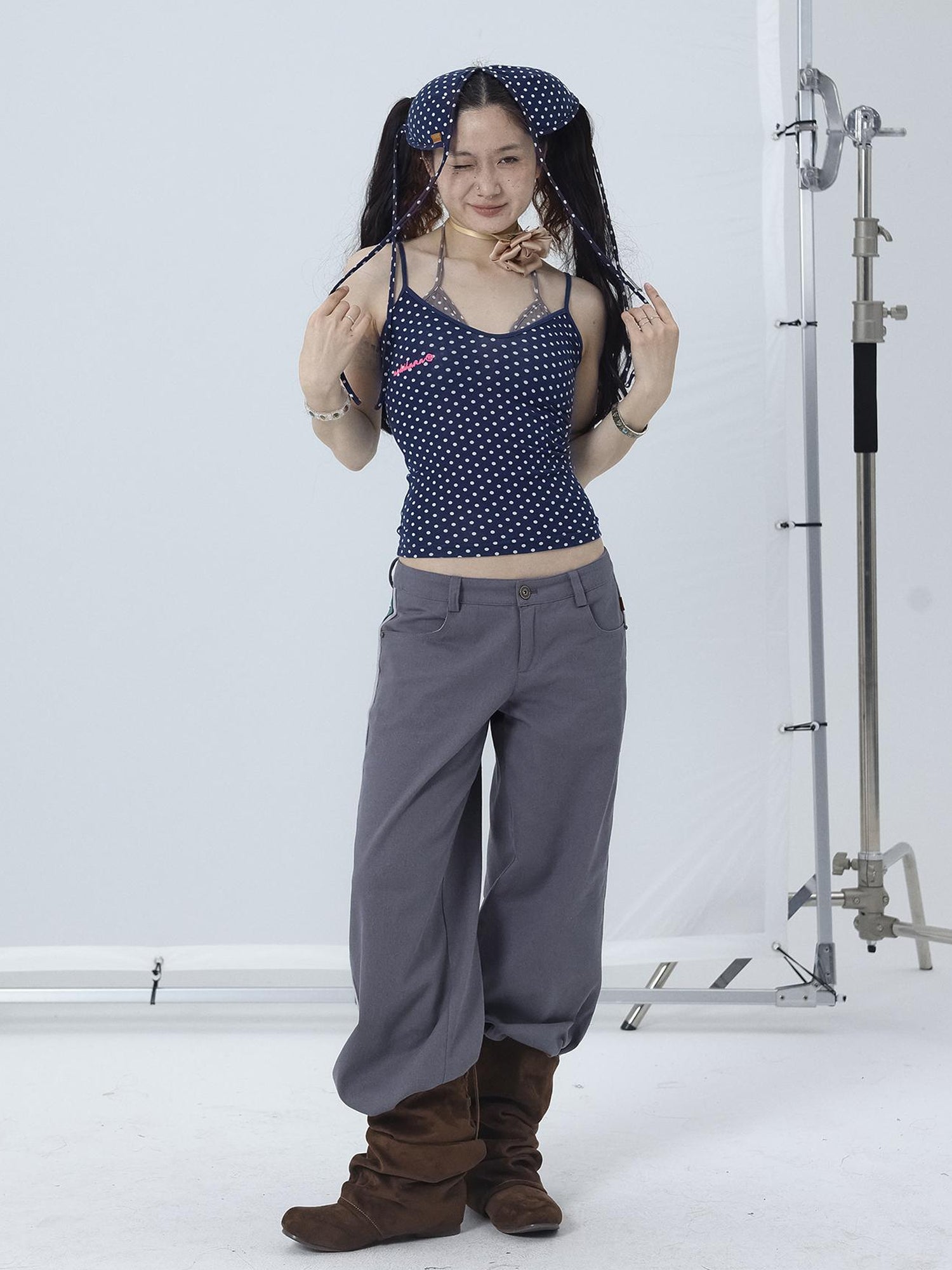 Achihara Strappy Dot Bustier Top For Summer
