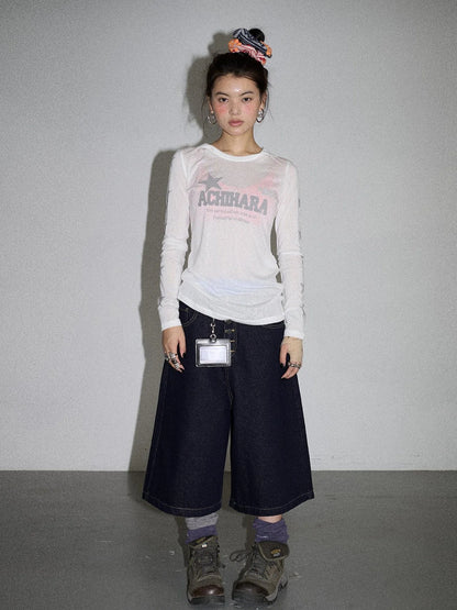 Street Inspired Cropped Wide Leg Jeans